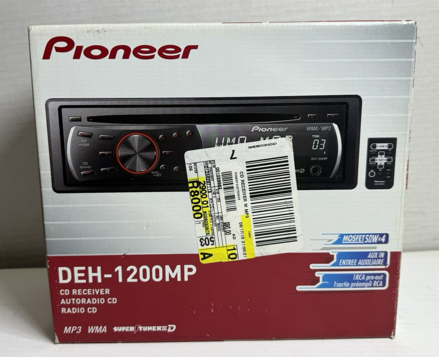 Pioneer DEH-1200MP CD Player AM/FM WMA MP3 AUX Super Tuner w/ Remote & Box