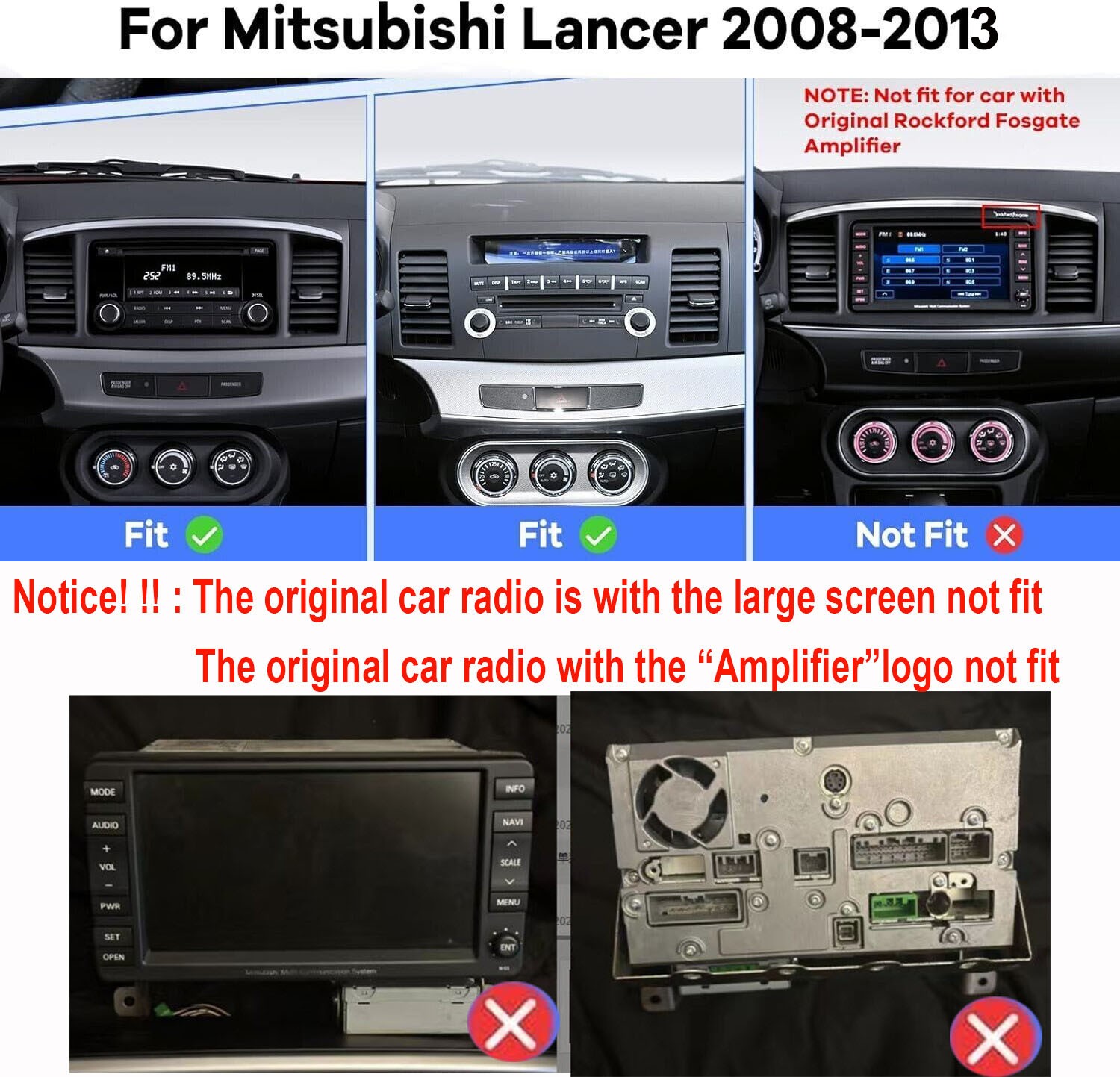 Auto Car Stereo Radio Dash Kit Carplay For Mitsubishi Lancer 2008-17 Android13