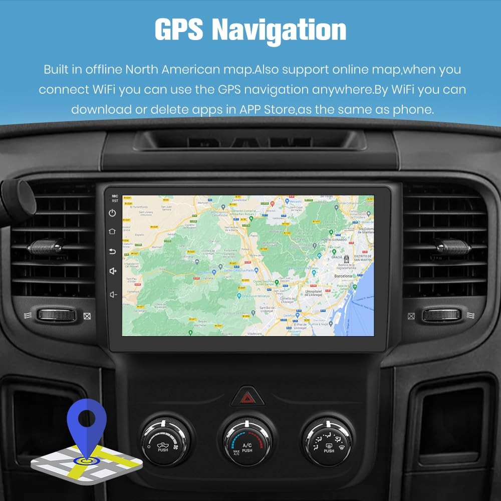 2GB+64GB Car Radio for Dodge Ram 1500 2500 3500 2013-2019,Wireless Wire CarPl…