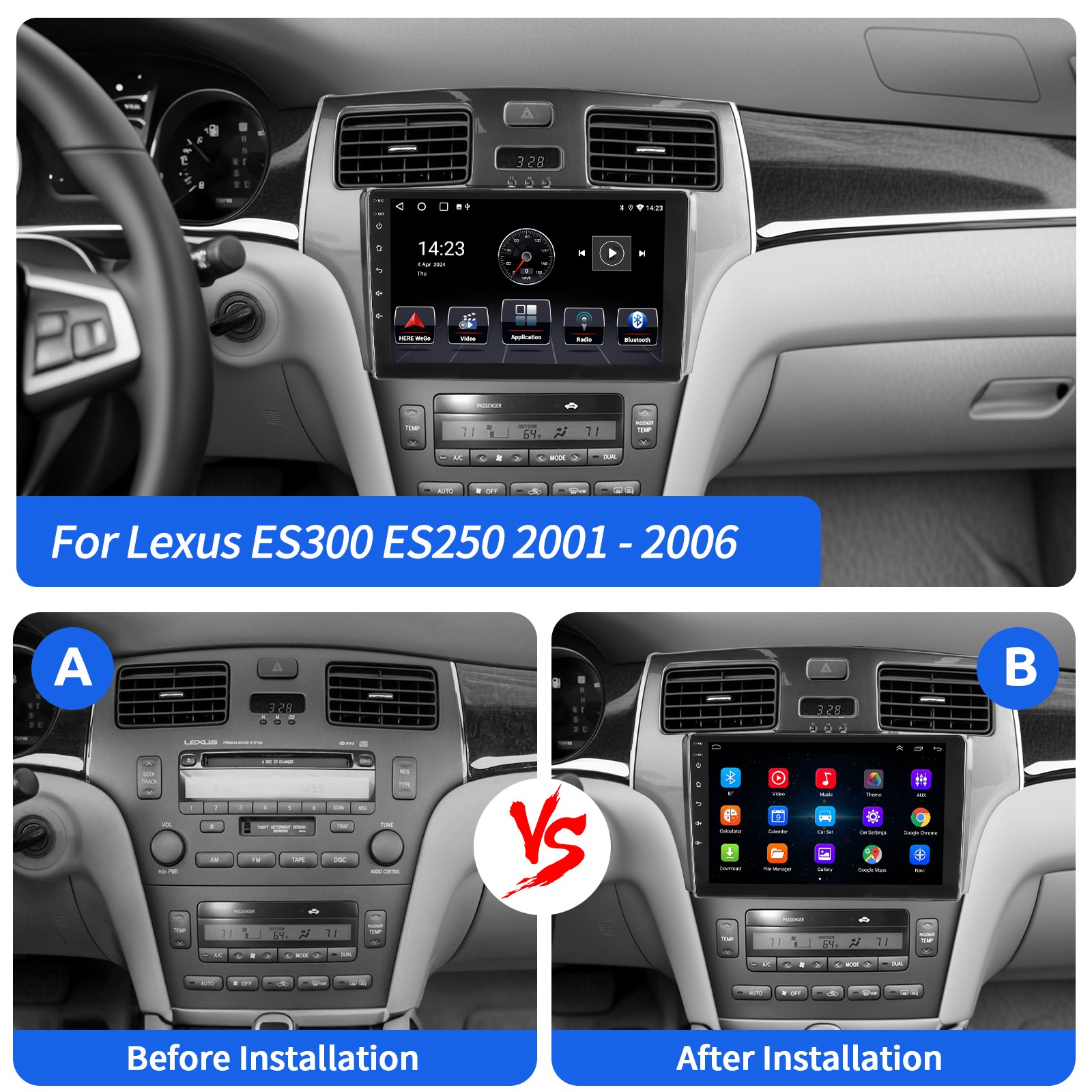 For 2001-2006 Lexus ES300 ES330 XV30 Android 15 Car Stereo Radio GPS NAVI Player
