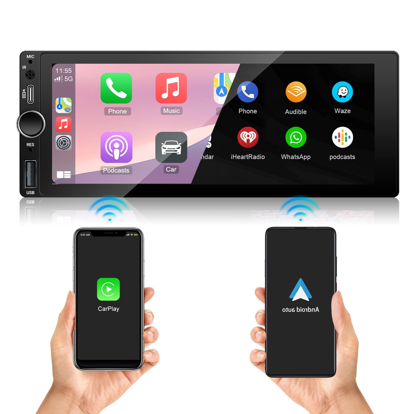 [Type-C&USB] Carplay Screen for Single Din Android Auto