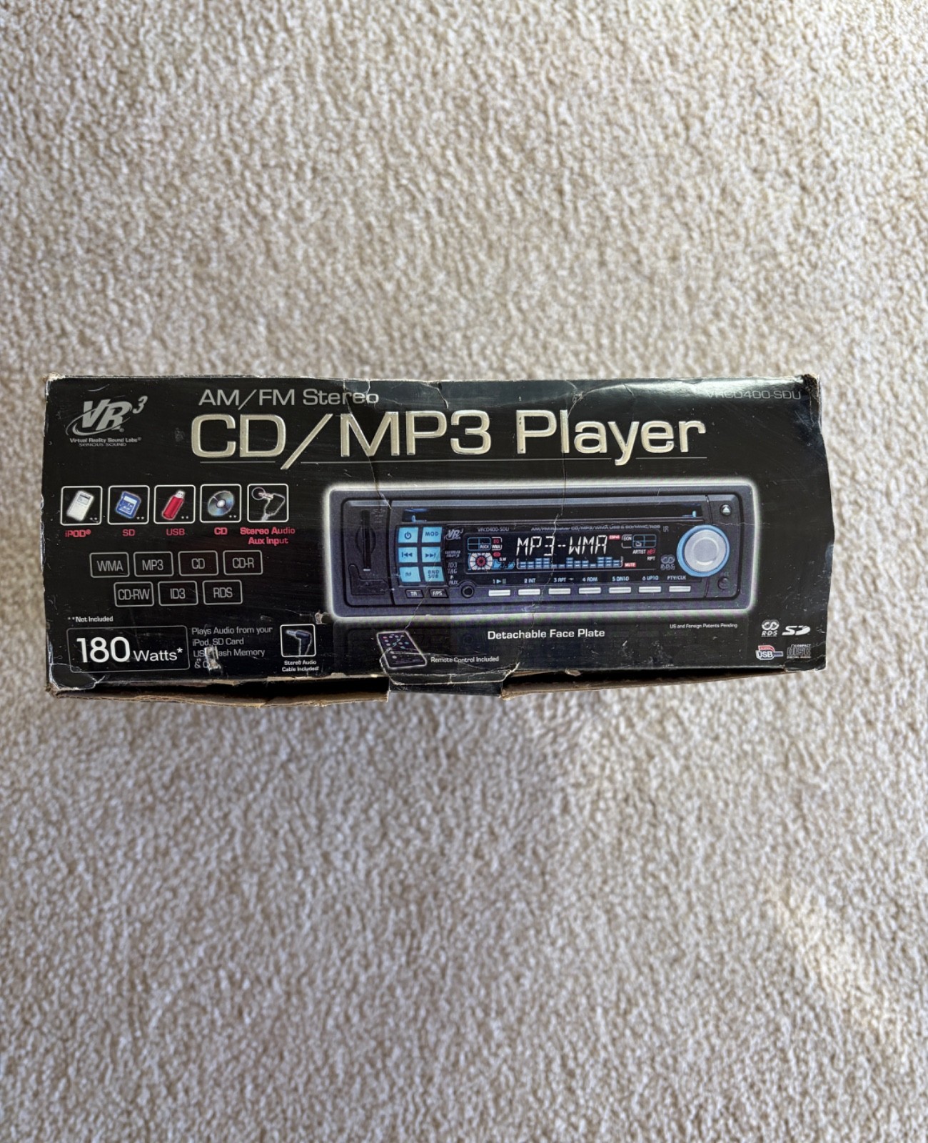 VR3 VRCD400-SDU AM/FM CD MP3 Car Stereo USB SD AUX 180W New Open Box