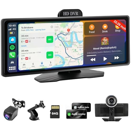 Wireless Carplay Screen for Car, 10.26″ Portable Car Radio with 10.26 inch