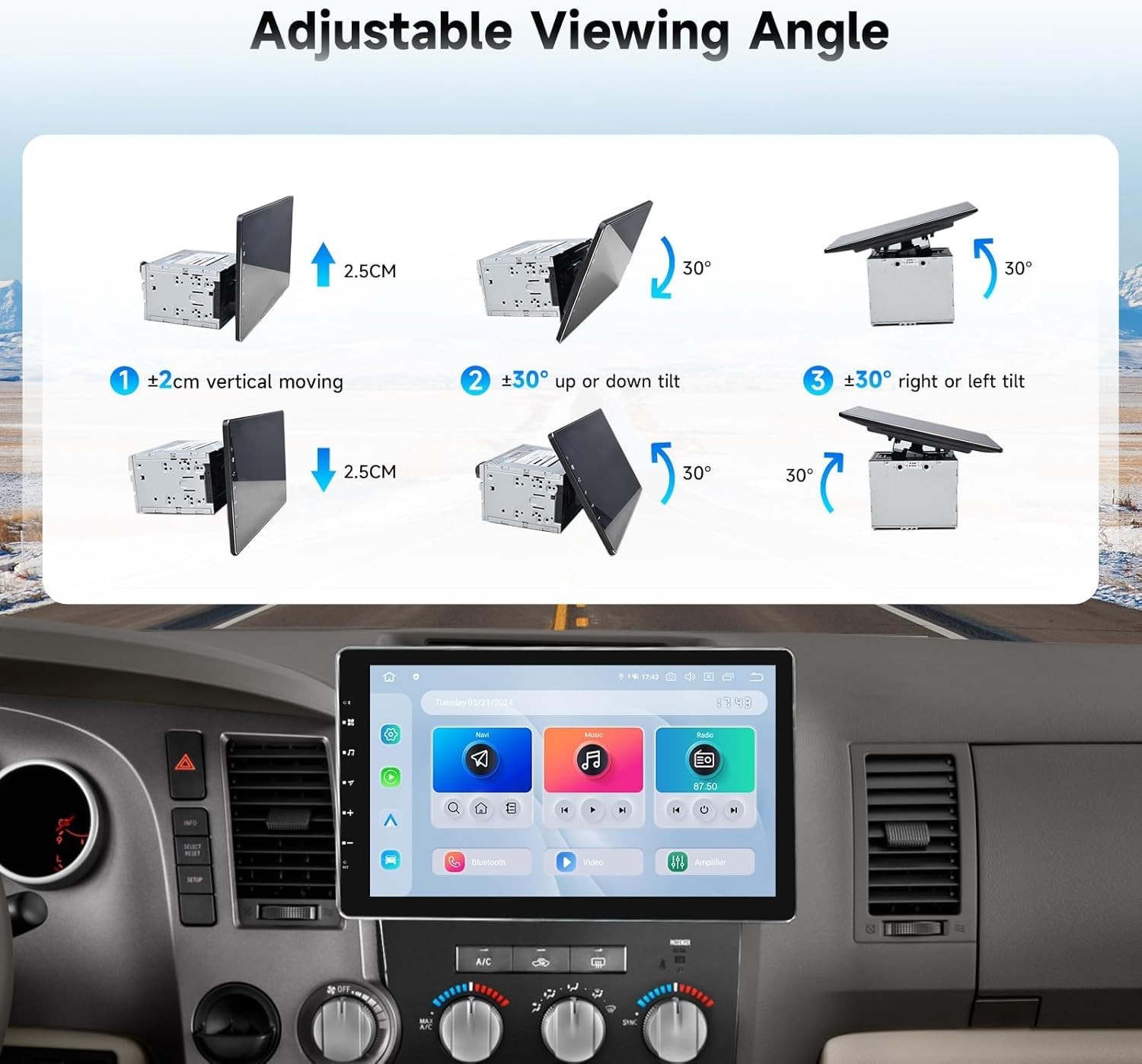 Dasaita Android 13 Universal Stereo 13.3″ Double Din Radio GPS BT5.0 DTS CarPlay
