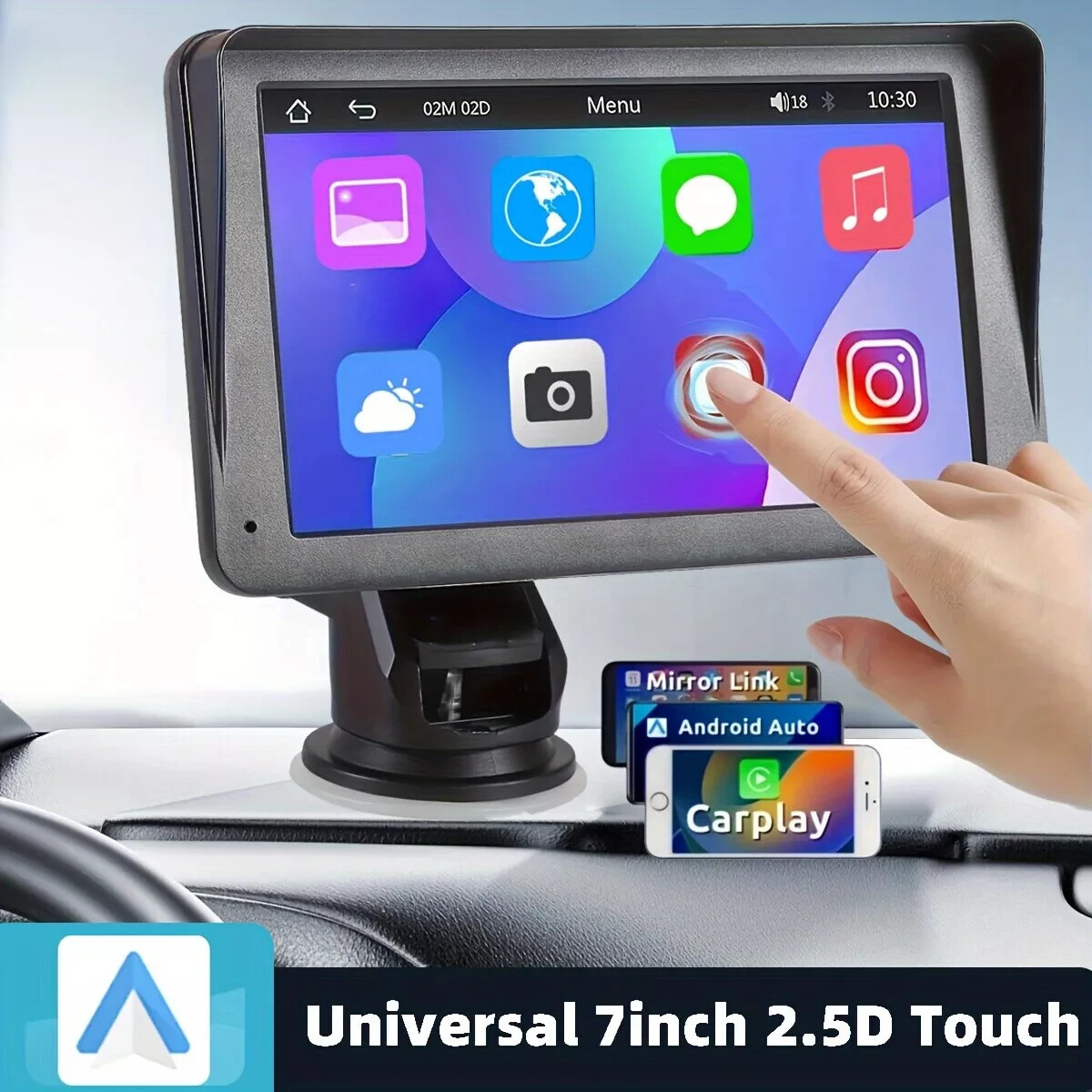 7 Inch Portable Wireless Touch Screen Car Stereo Apple Android Compatible New