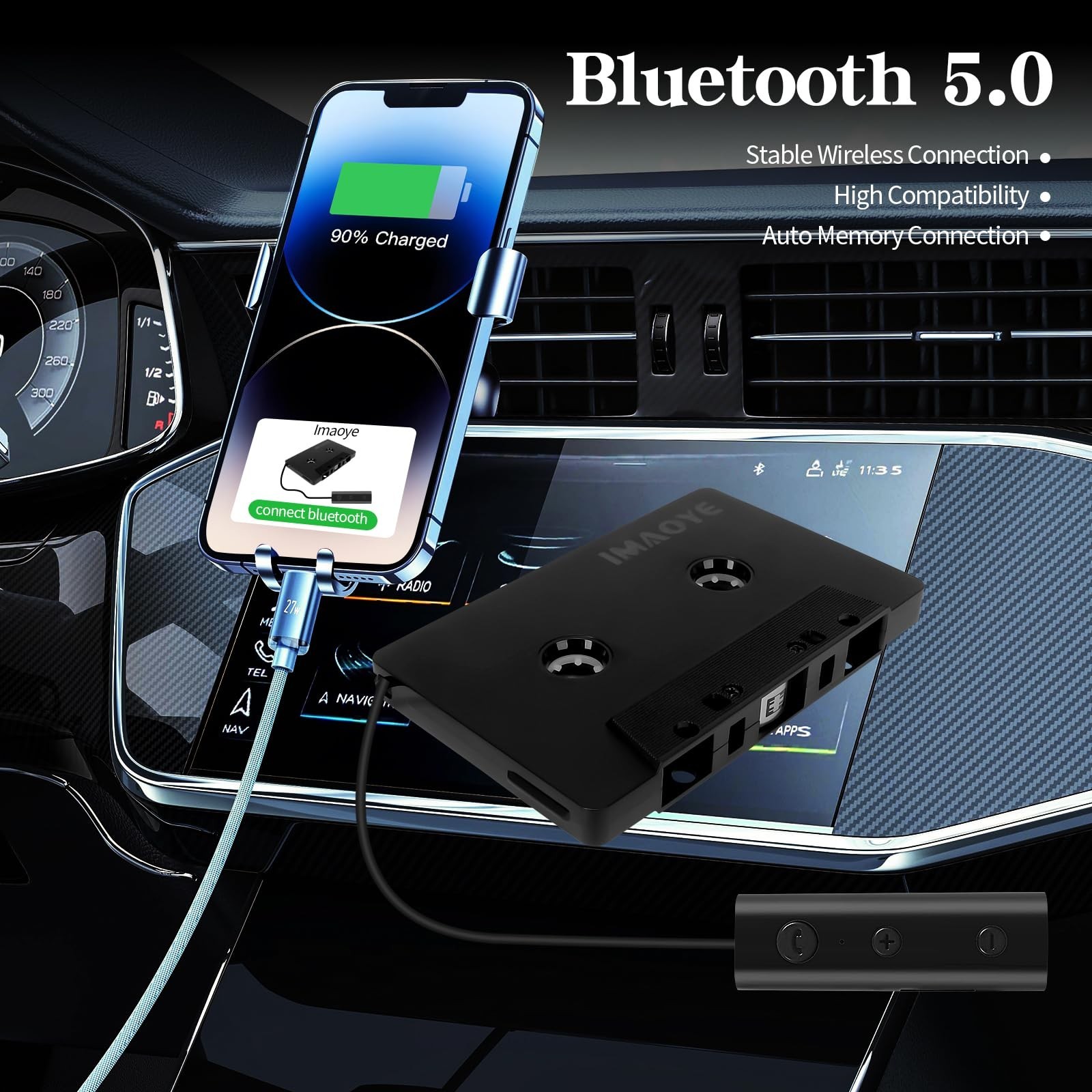 Bluetooth 5.1 Car Audio Stereo Cassette Vehicle Tape Converter Cassette Work …