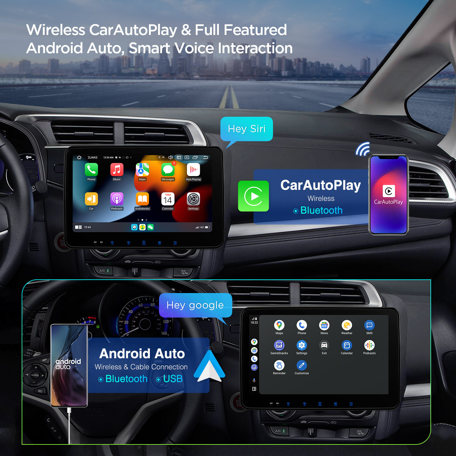10.1” QLED Double 2 DIN Android 13 8-Core Car-Play Car Stereo Radio GPS 4G WiFi