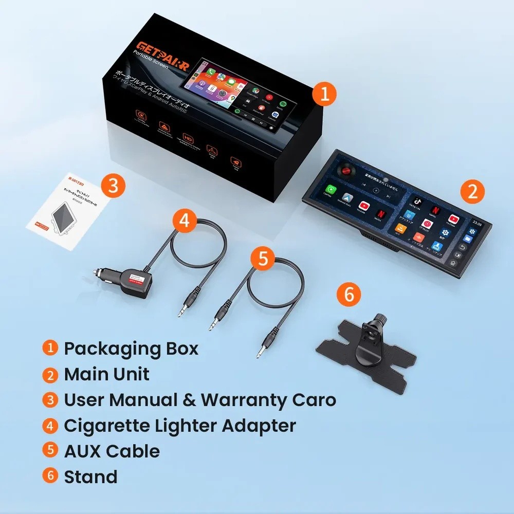 GetPairr 11.4″ Portable Car Screen Netflix YouTube Wireless CarPlay Android Auto