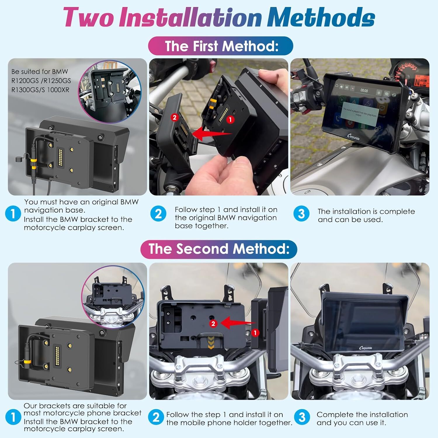 Carpuride W502B BMW Moto Wireless Carplay Dual Bluetooth Android Auto Waterproof