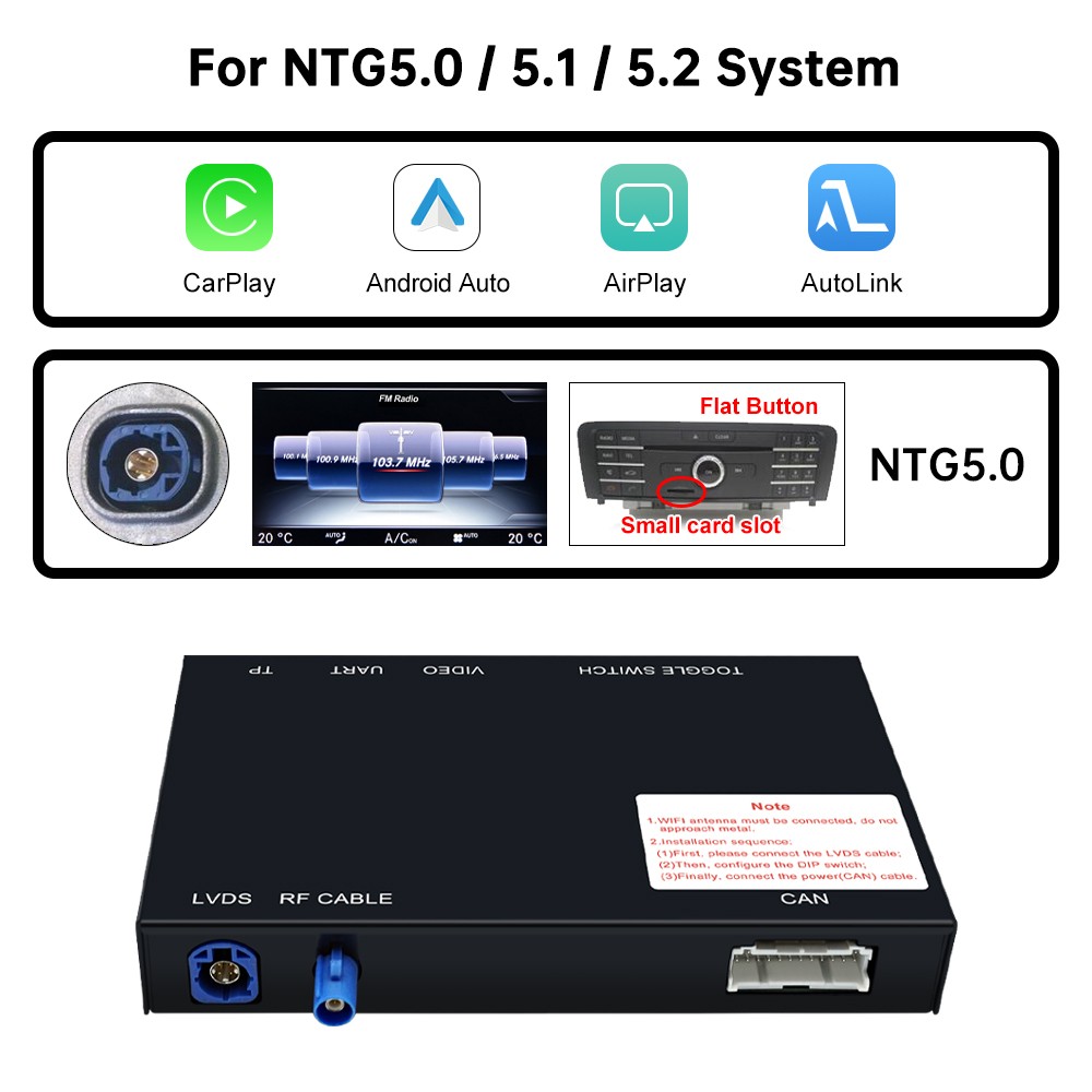 Roadtop Wireless CarPlay Retrofit Kit For Benz W205 C-Class GLC NTG5.0 Module