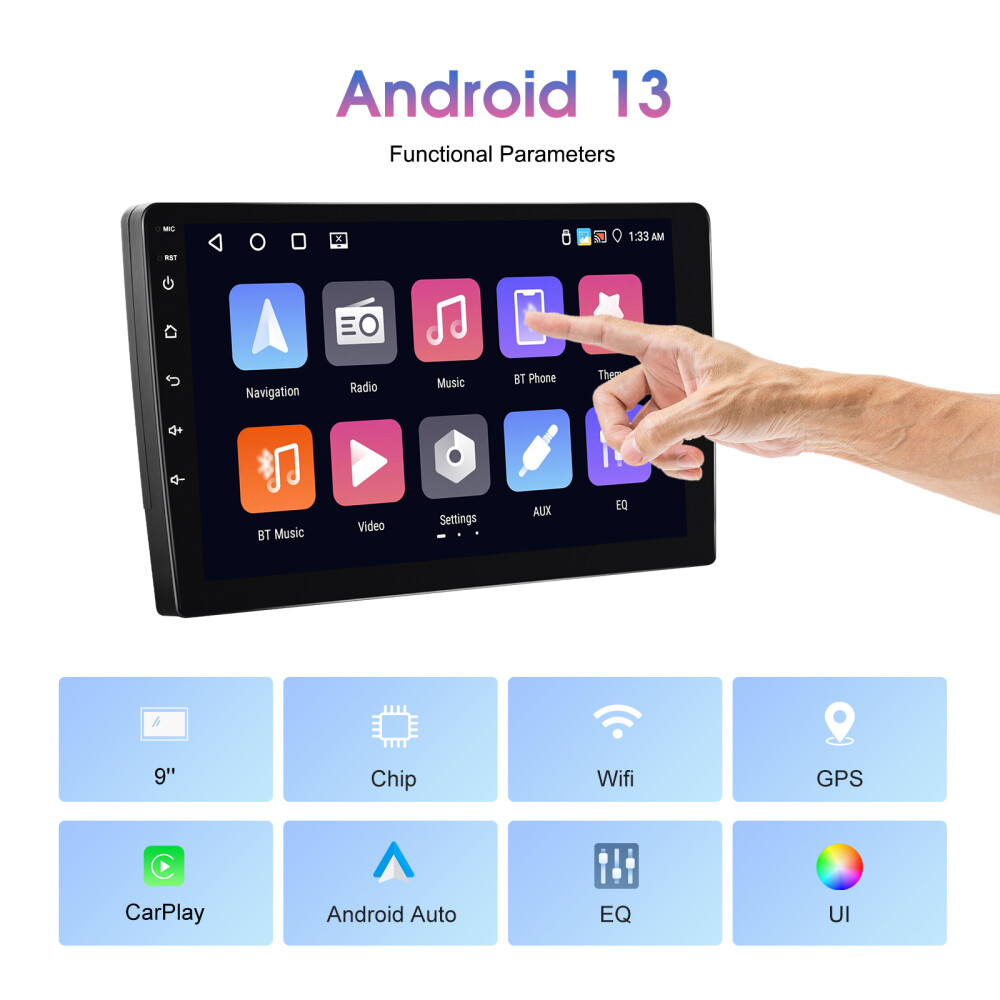 9 Inch 2 Din Android 13 Car Stereo Radio with Bluetooth 4+64G Carplay IPS Screen
