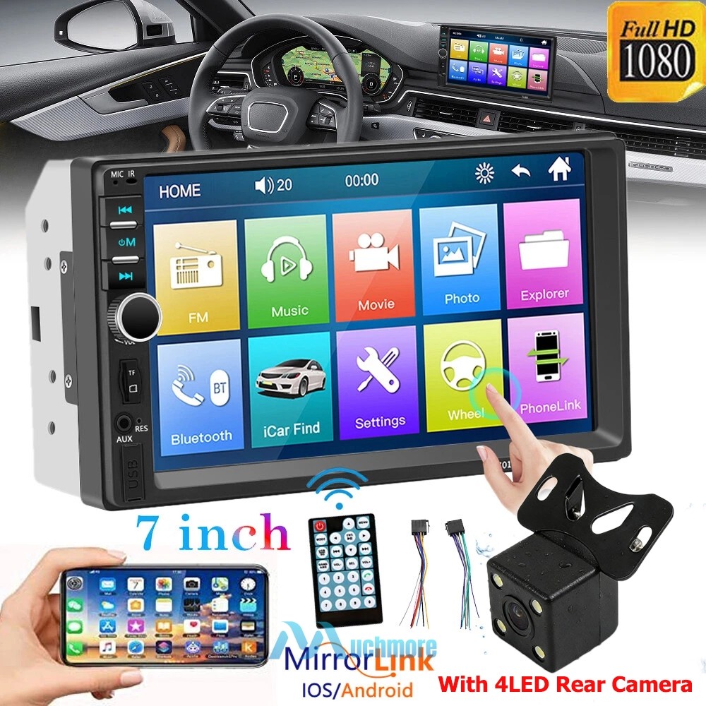 Double 2 Din Car Stereo Radio IOS/Android MP5 Player BT 7″ Touch Screen + Camera