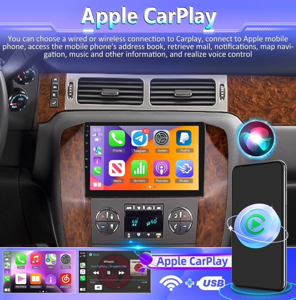 Carplay For GMC Chevy Tahoe Sierra Yukon 2007-2013 Android 13 Car Stereo Radio