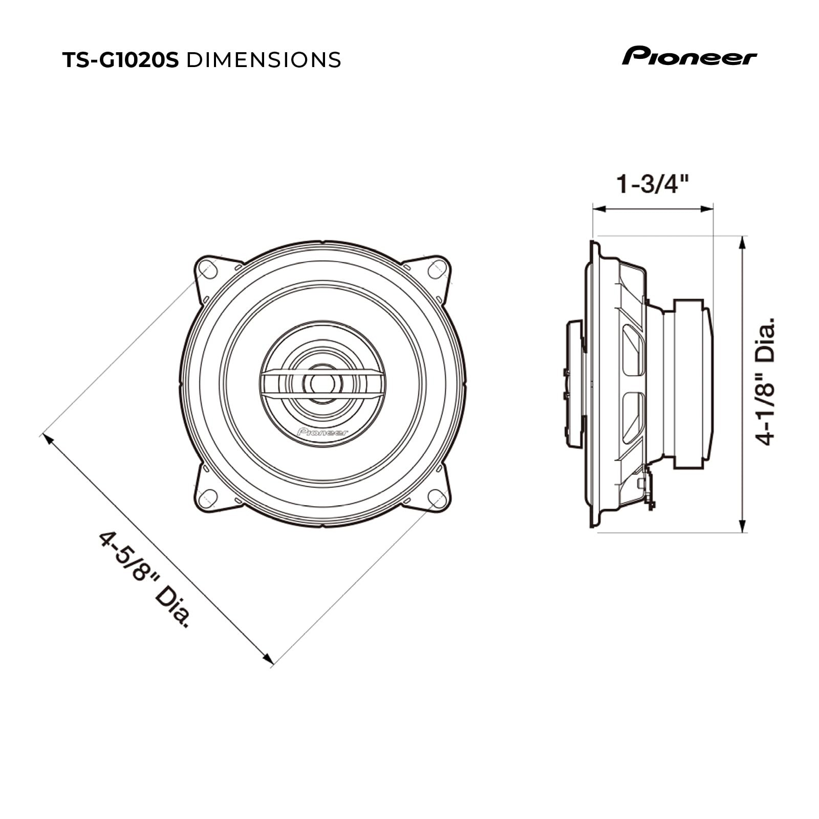 G-Series TS-G1020S 4” 2-Way Speakers (Pair) – 210W Max, Crisp Highs + Clear V…