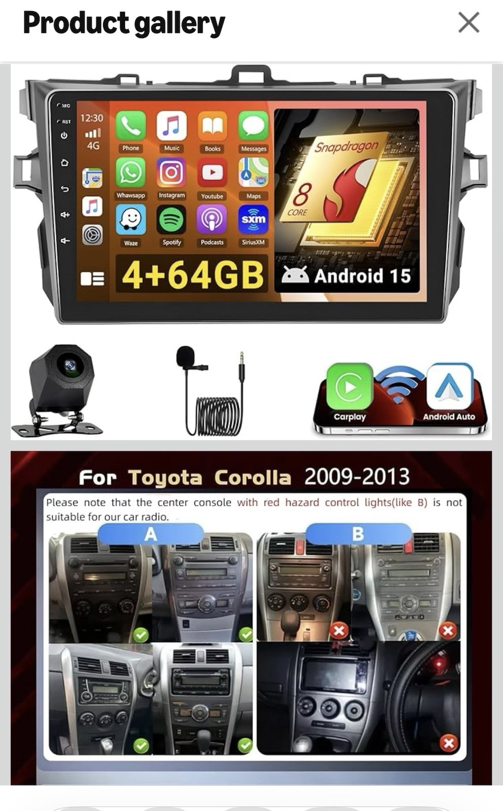====Hikity Qualcomm 8Core 4+64G 9″ IPS QLED Touchscreen Toyota Corolla 2009-2013