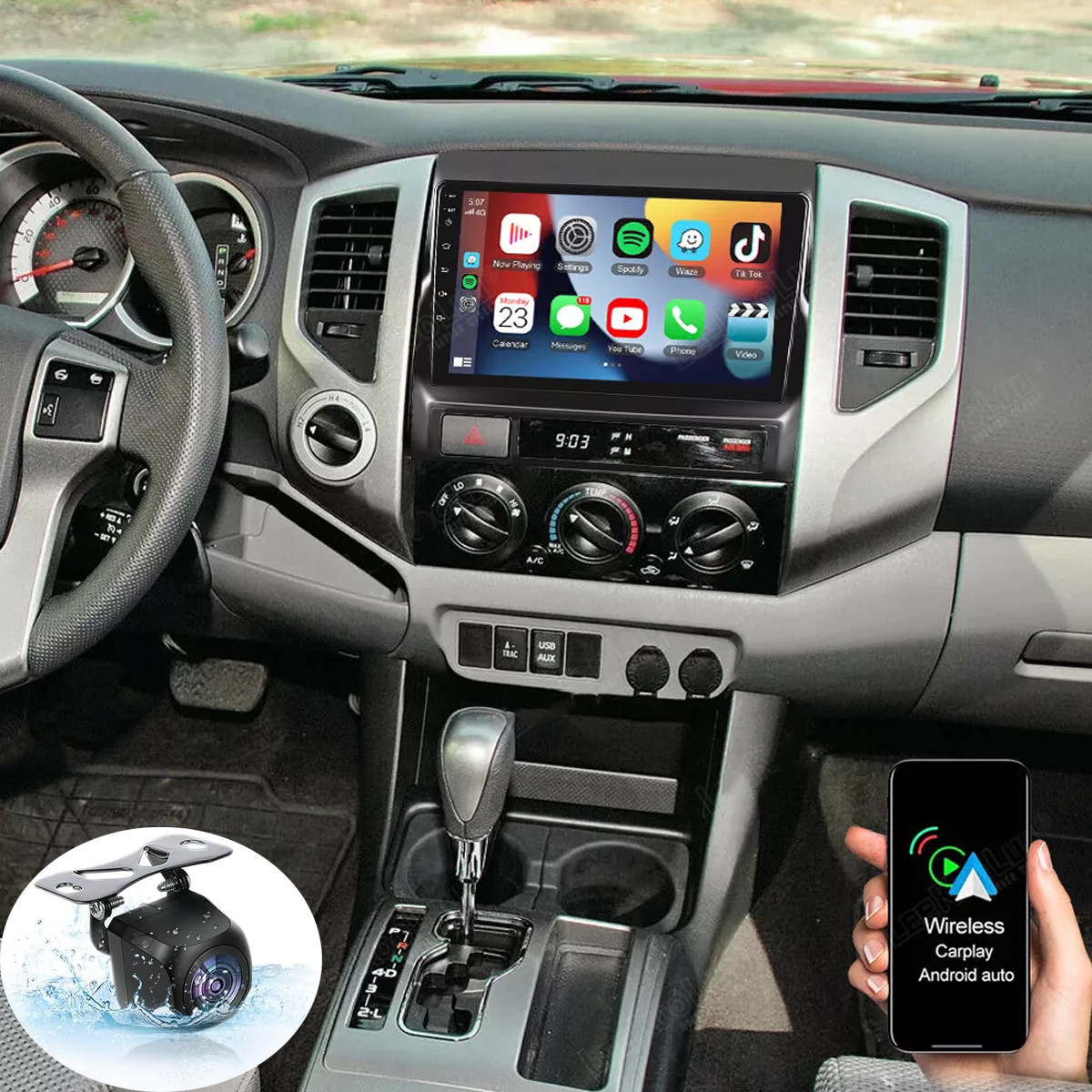 Android 12 Auto Radio Estéreo CarPlay GPS para Toyota Tacoma 2005-2013 4+64GB