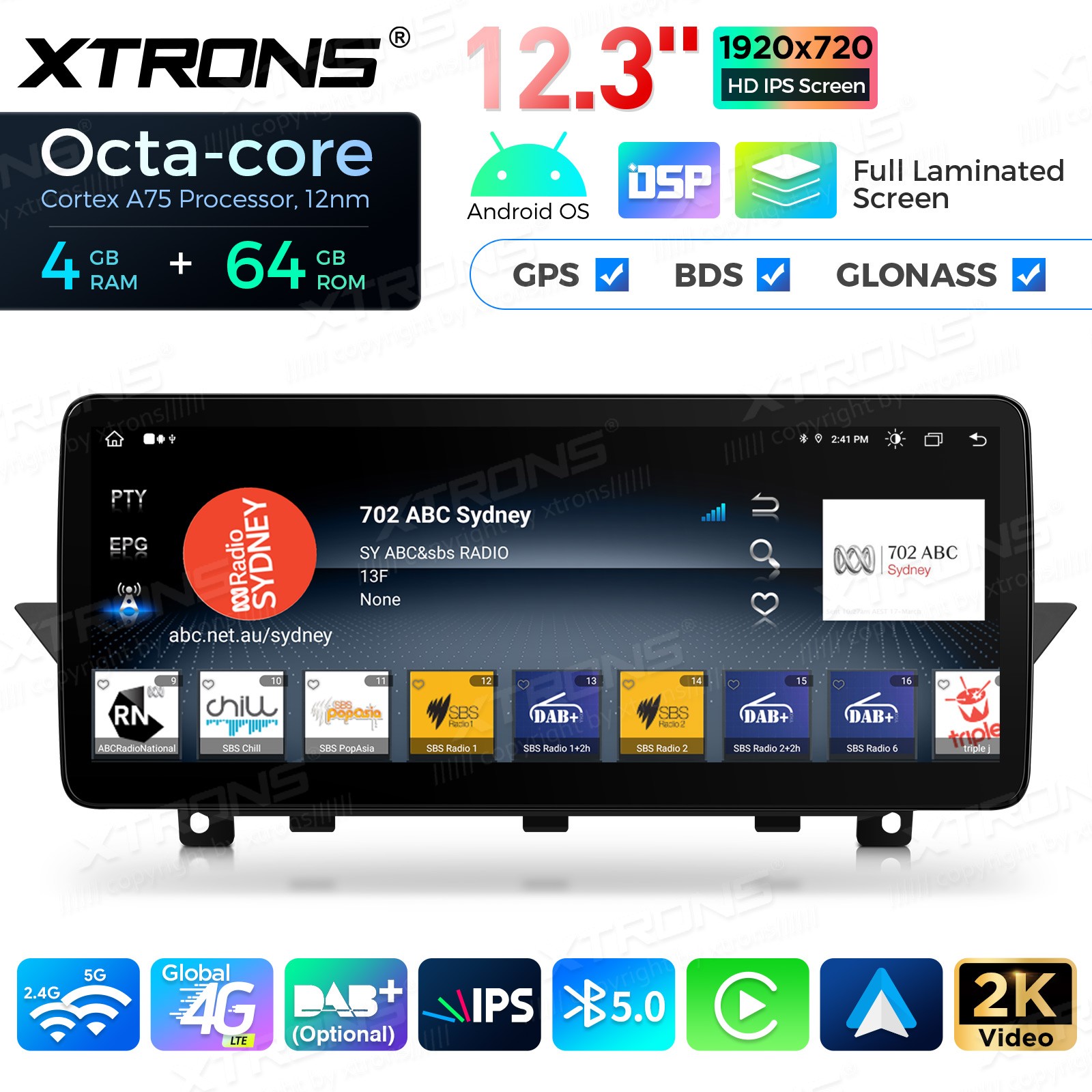 12.3″ Android 14 4G 8-Core 4+64GB CarPlay Car Screen Upgrade WiFi For BMW X1 E84