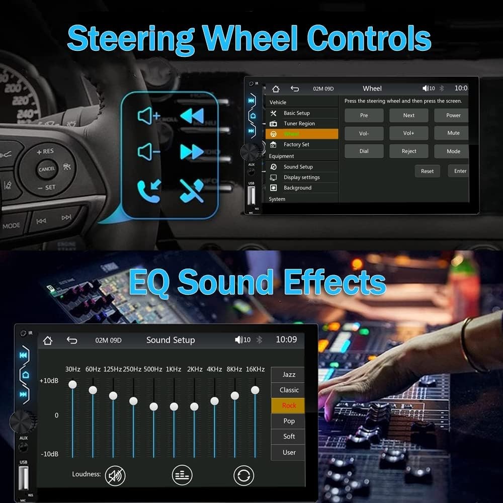 Double Din 7 Inch Car Stereo – Wireless Carplay, Backup Camera & Bluetooth 5.1