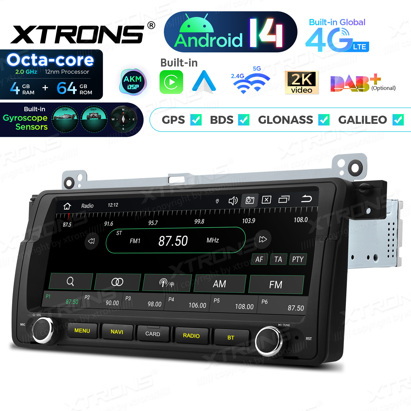 8.8″ HD Screen Android 14 8Core Car Play Radio GPS Stereo 4G For BMW 3er E46 M3