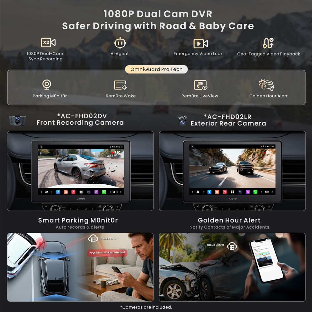 ATOTO X10 Android Car Stereo TwinSight Dual DVR & AI Vision 128G in-Dash Navi 4G