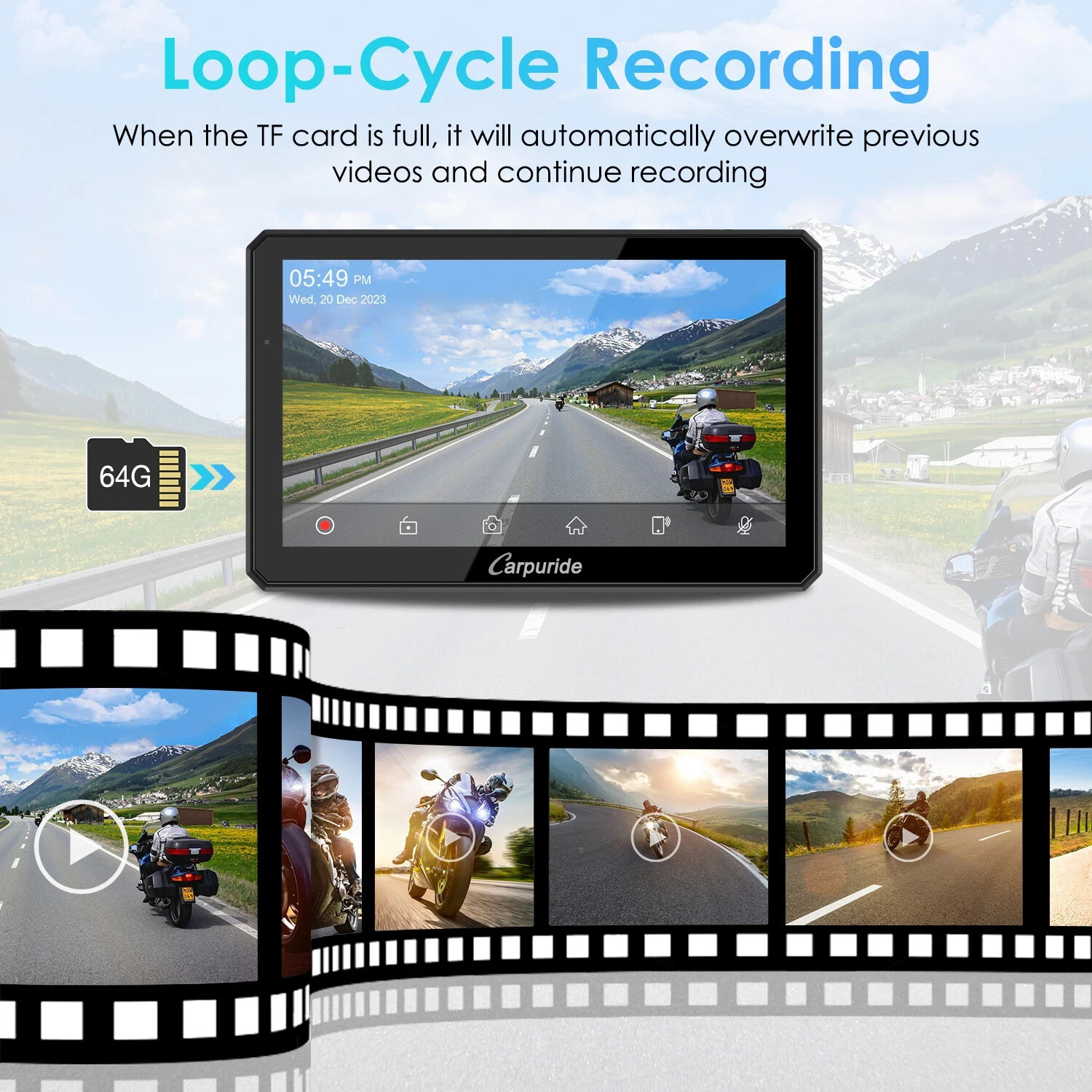 Carpuride W712D TPMS Wireless Carplay Wired Controlled Rotatable screen Dash Cam