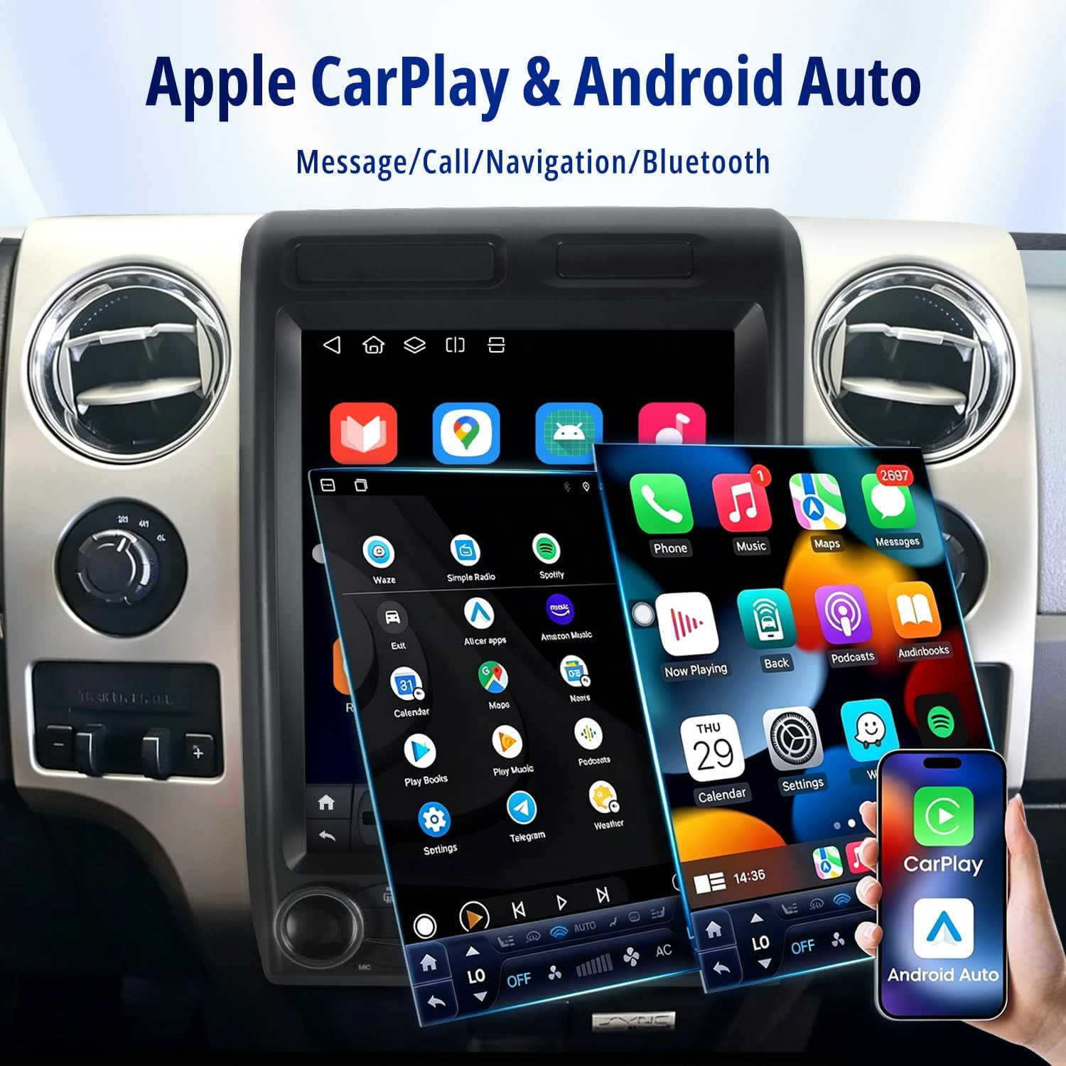 12.1″ Car Radio Upgrade for F150 2009-2014 with 6GB+128GB 8 Core Wireless Carpla