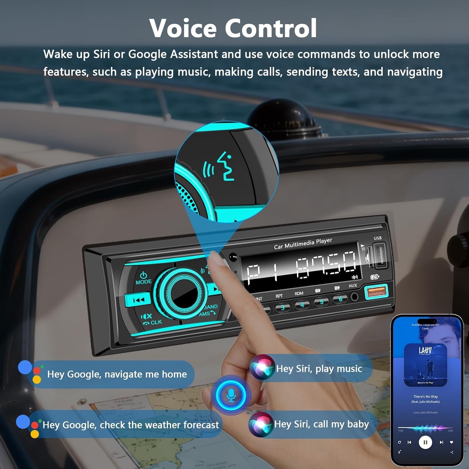 Car Stereo with Bluetooth Single Din Car Radio, Marine Radio Boat Stereo for …