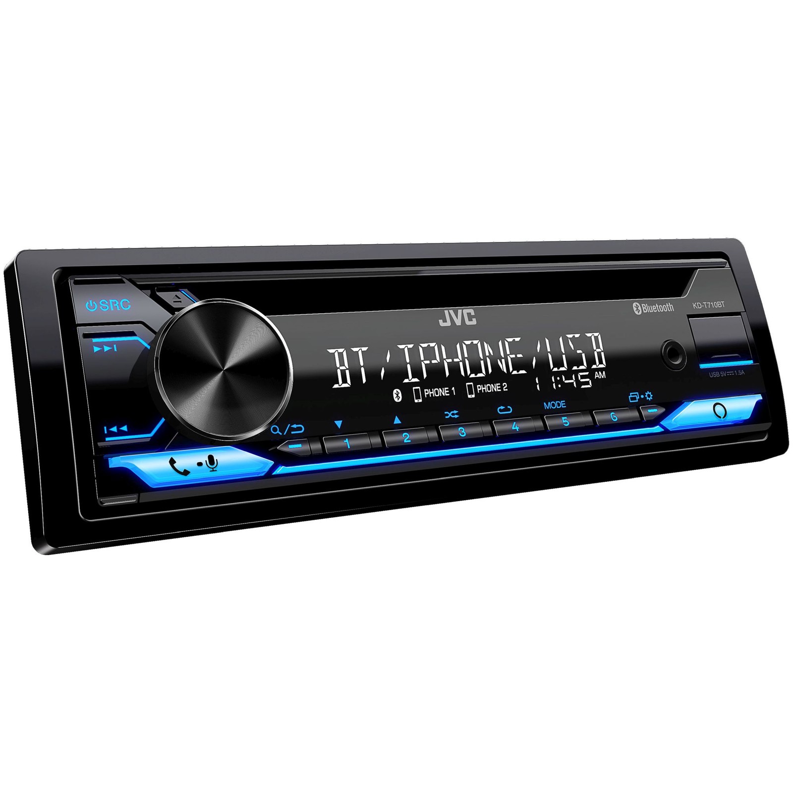 JVC KD-T710BT – CD Receiver featuring Bluetooth, Front USB, AUX, Amazon Alexa