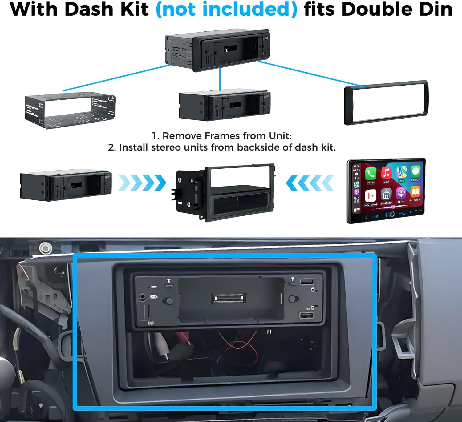 Single Din Car Stereo Wireless Apple Carplay Android Auto Radio, 10.1″ Car Play