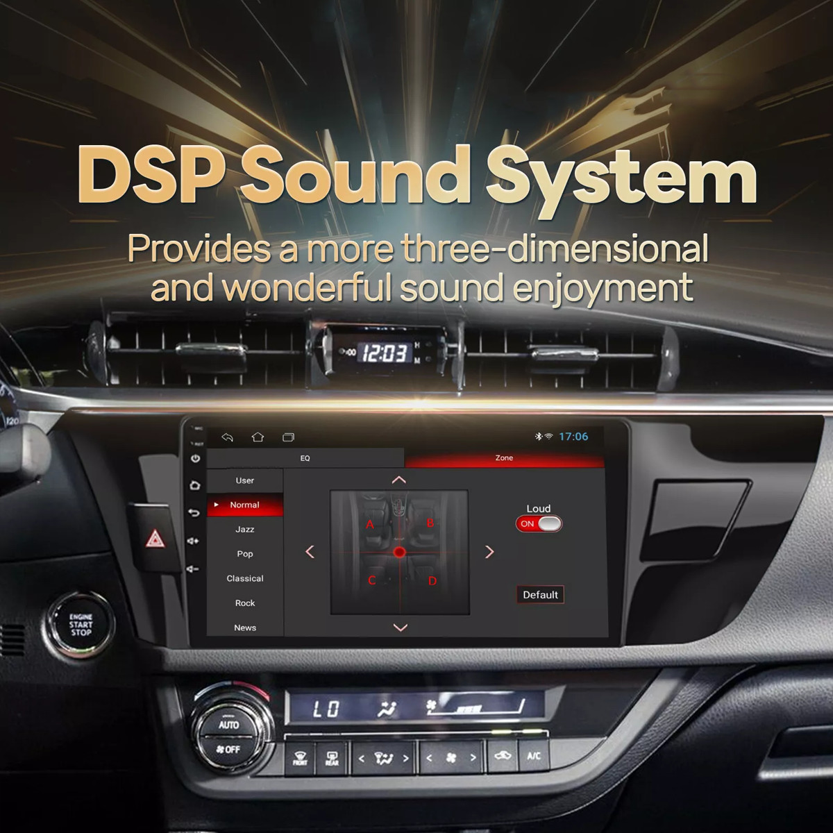 4+64G Car Stereo for Toyota Corolla 2014-17 Radio Carplay Android Auto 1280*800