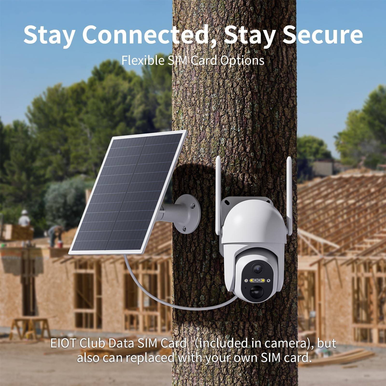 4G LTE Cellular Security Camera, 2 Pack Solar Powered 2Pack, White