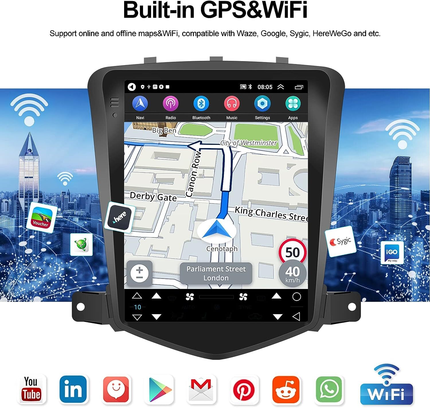 Car Apple Carplay Radio For Chevy Cruze 2011-2015 Android 12 GPS Stereo w/Camera