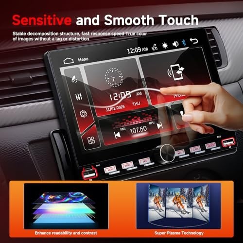 7″ Single Din Car Stereo Bluetooth, Mirror Link, Steering Wheel Control, FM Radi