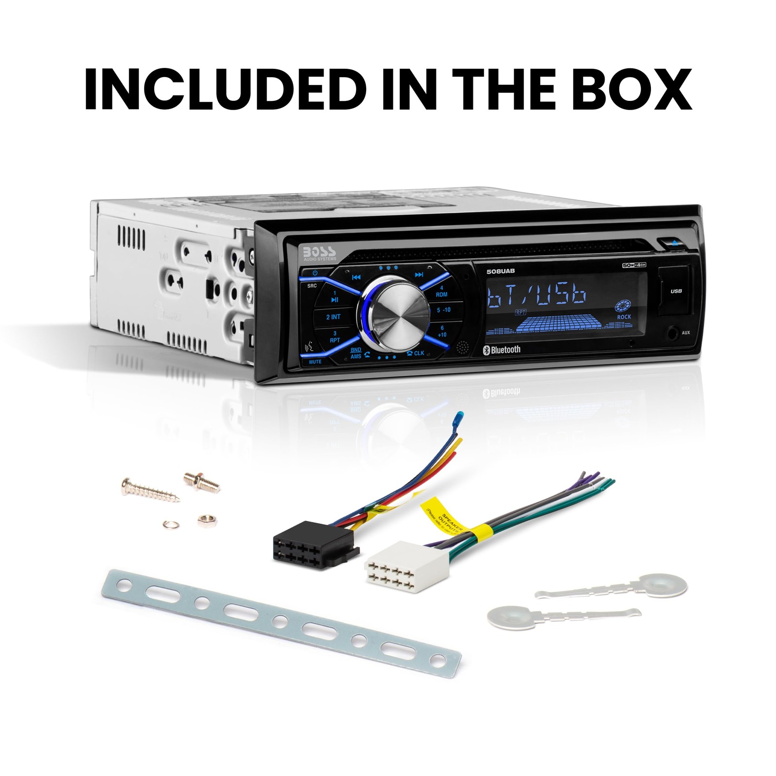 BOSS Audio 508UAB Car Stereo Bluetooth Single Din USB Aux AM FM Radio Receiver