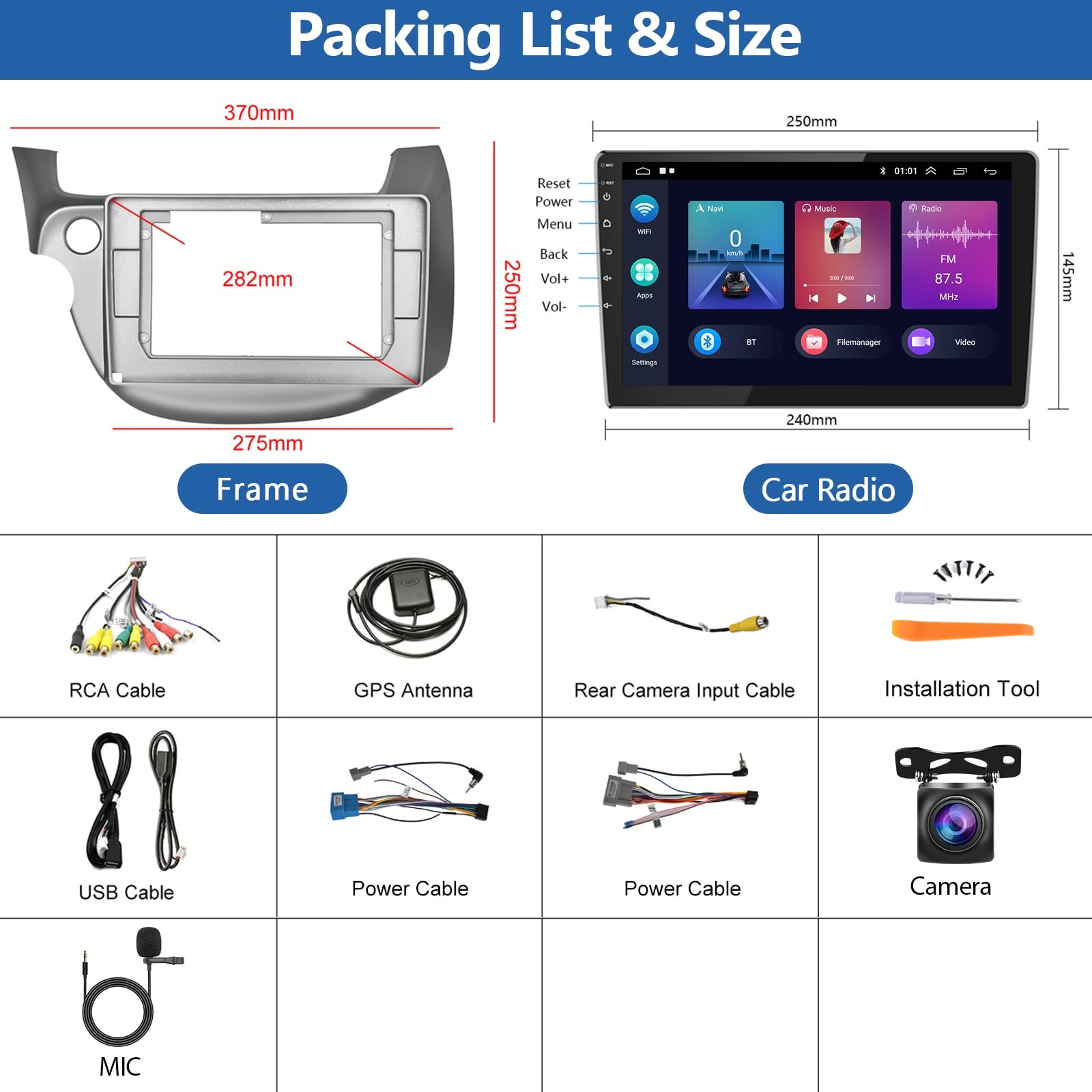 Podofo Built-In Dsp Car Stereo For Honda Fit 2008-2013 Radiocarplay Android