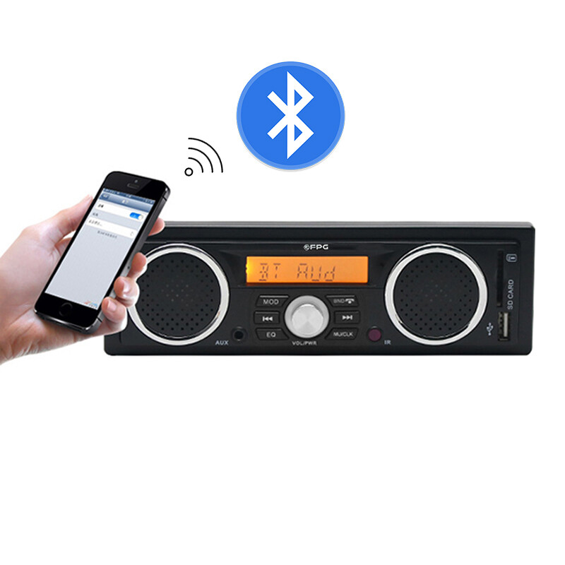 Single 1 Din Car Radio MP3 Audio Player Built-in 2 Speakers USB/SD/AUX Bluetooth