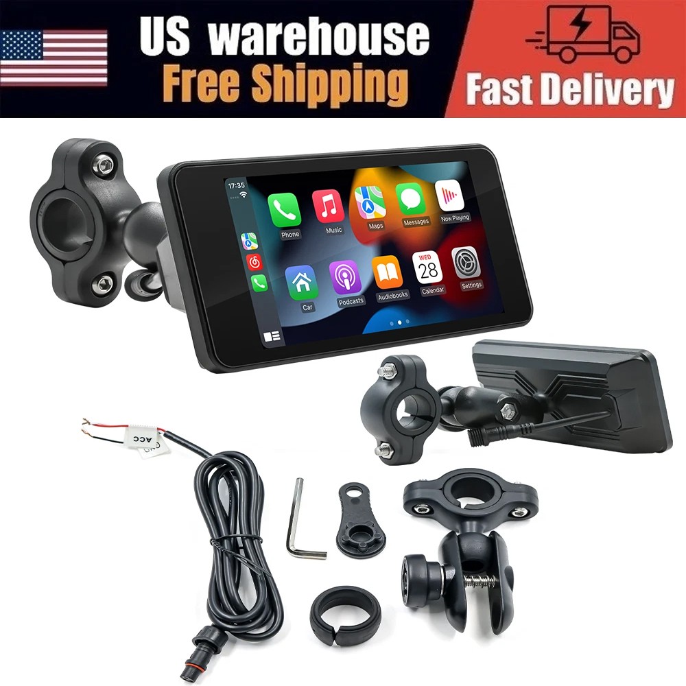 5″ Waterproof Motorcycle Navigator Portable Wireless CarPlay Android Auto Screen
