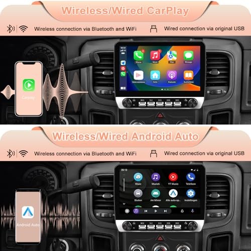 10.1″ Car Radio Stereo for Dodge RAM 1500 2500 3500 2GB+64GB 10.1′′ with Camera