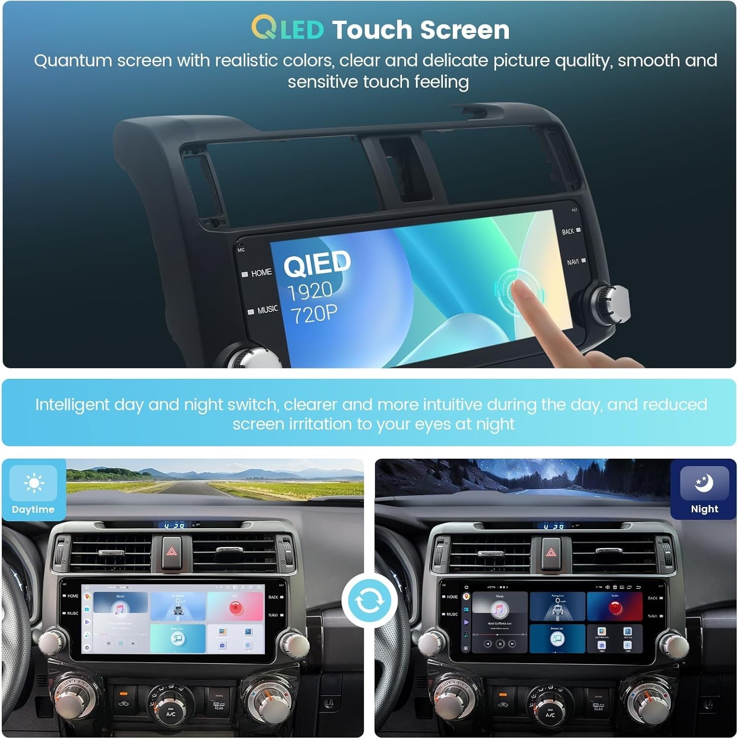 Roadanvi 10.25″ Car Stereo for Toyota 4Runner 2010-2019 QLED Touch Screen GPS