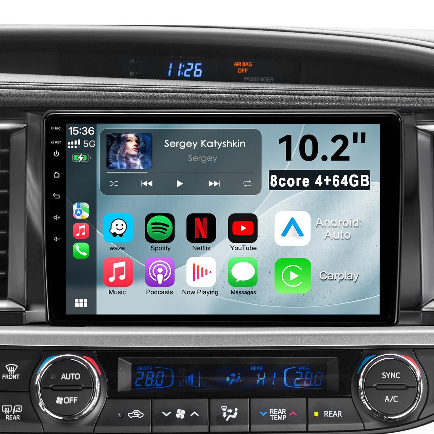 10.2” Android 13 Car Radio for Toyota Highlander 2014-2019 CarPlay Backup Cam