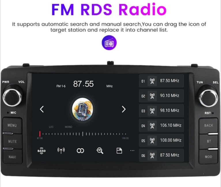 Android 13 Double Din Car Stereo for Toyota Corolla E120 00-06 – 4core-2gb+32gb