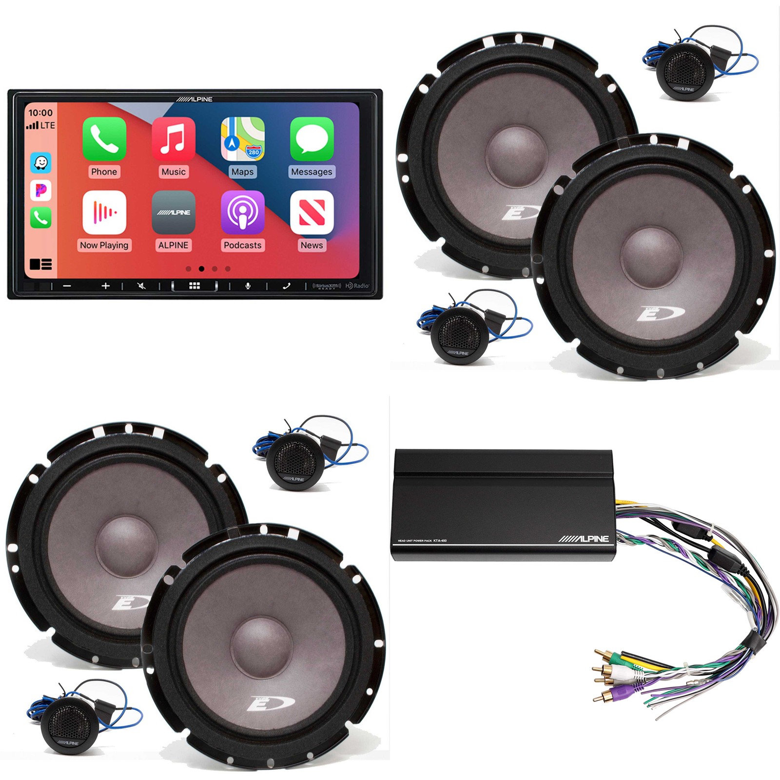 Alpine iLX-407 7″ Carplay/Android + 2 Pairs Alpine 6.5″ Comp Set & Power Pack