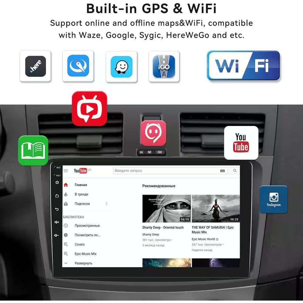 13 Car Stereo for Mazda 3 2009-2013 with Wireless Android Auto 9 In. Touch Scree