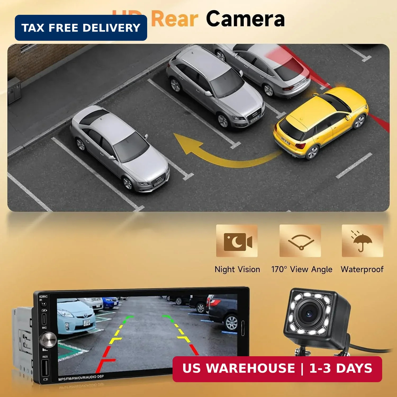 Single Din Car Stereo Compatible with Carplay Android Auto, METEESER 6.9 Inch Bl