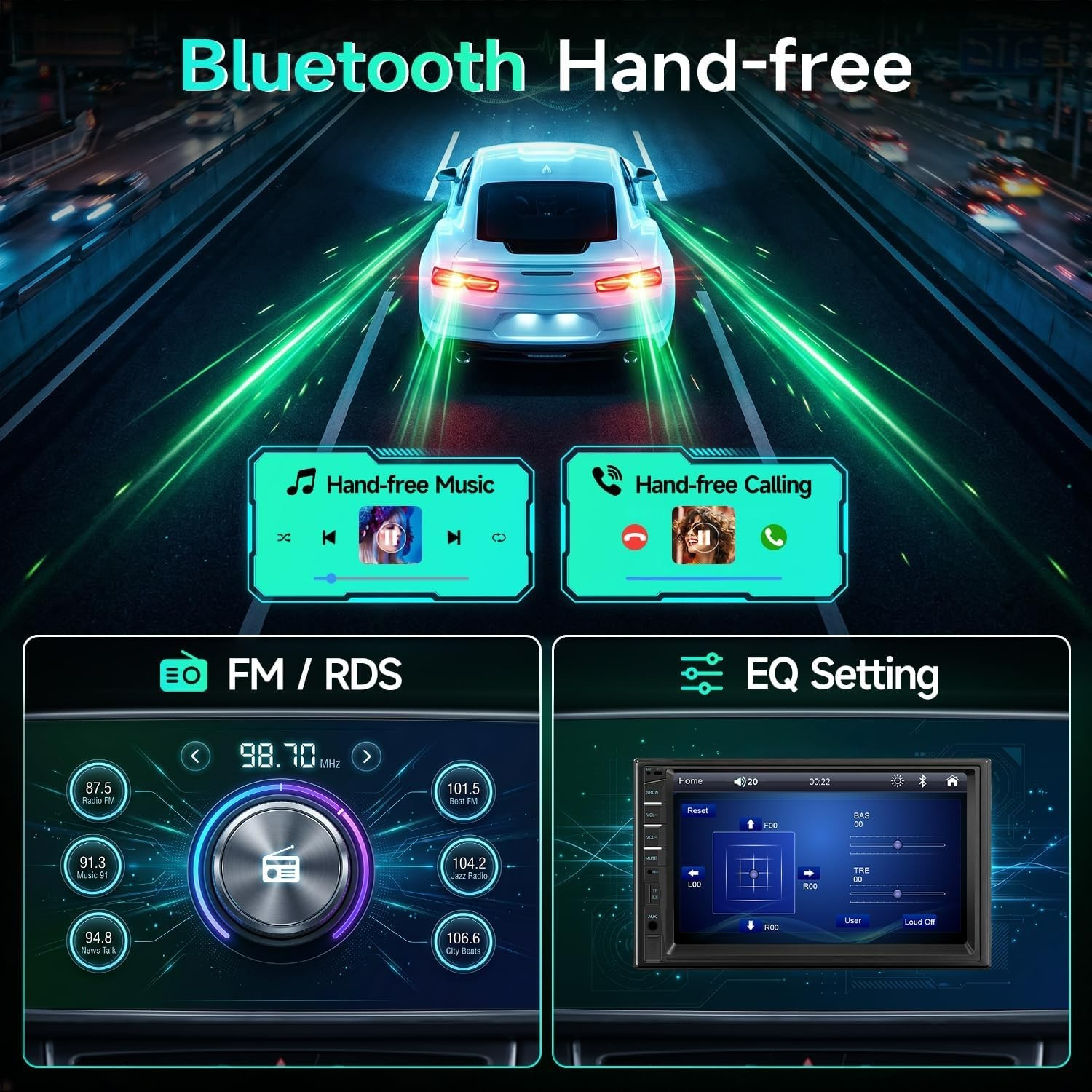 High-Quality Bluetooth Car Stereo with Backup Camera & Advanced Sound Features