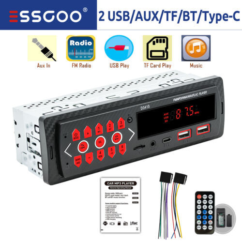 Single 1 Din Car Stereo Radio Bluetooth MP3 Player In-dash Head Unit FM/USB/AUX