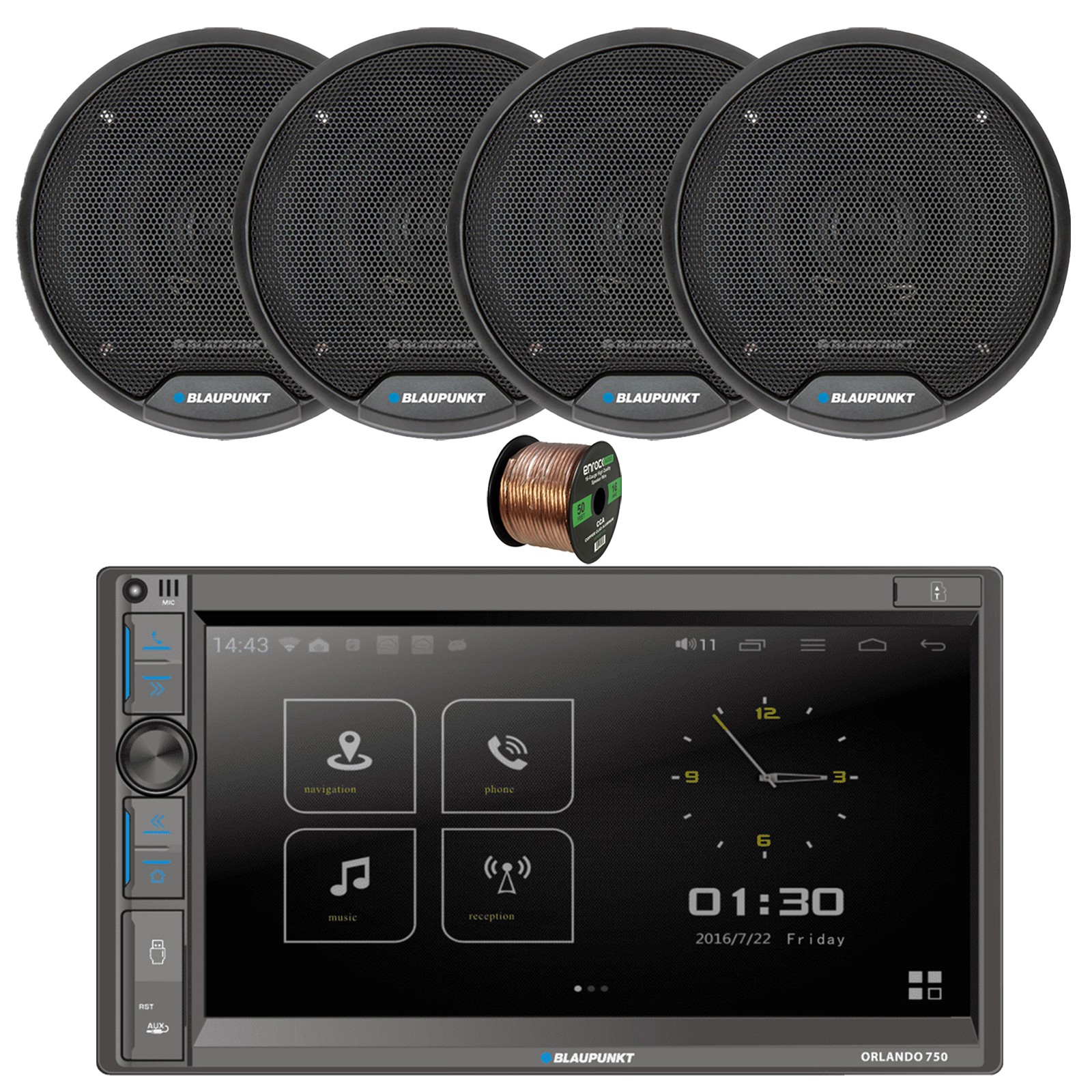 Blaupunkt ORLANDO650 6″ Touchscreen DVD/CD Receiver, 4x 5″ 40W Car Speaker, Wire