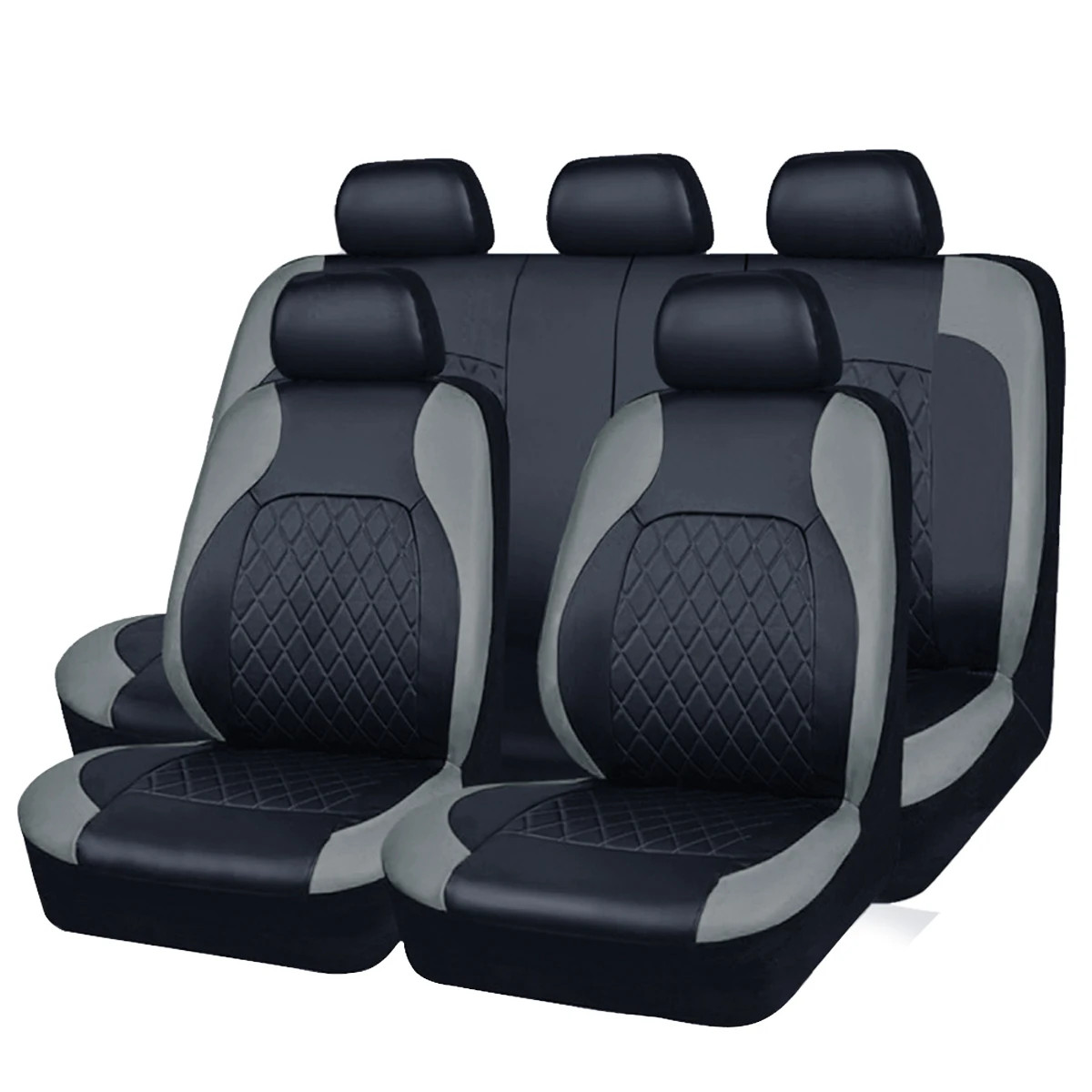 Universal Internal Seat Covers 4PCS All-Season Quilted Faux Leather Car Seat Cov