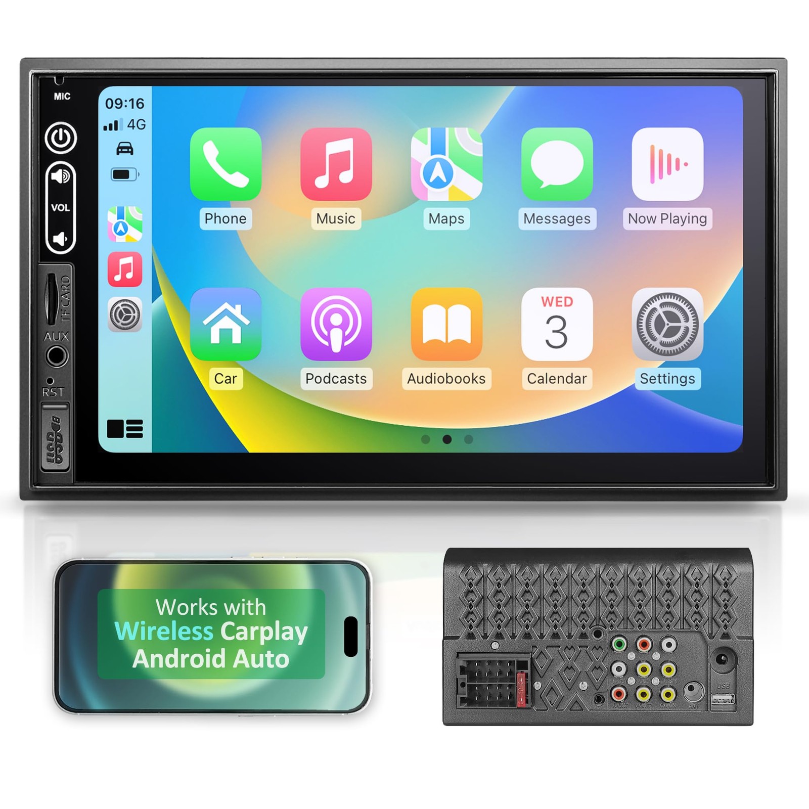 Double Din Car Stereo Compatible with Wireless Apple Carplay, Android Auto – …