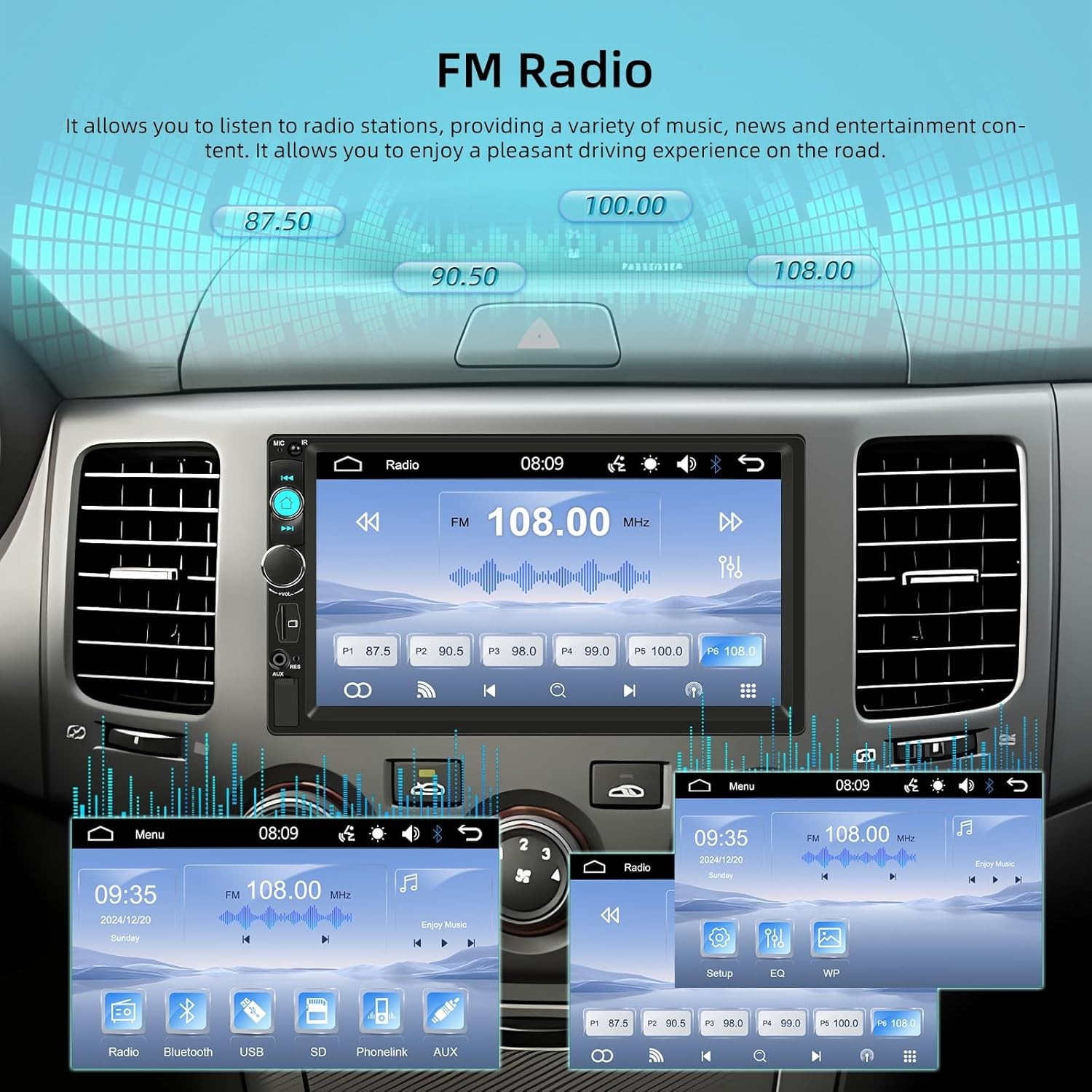 Double 2 Din 7″ Car Stereo Radio For Mirror Link Bluetooth Player Touch Screen